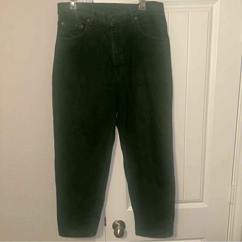 Vintage Levi’s 560 Dark Green Jeans 34x30 USA Made Tapered Fit Fall Holiday